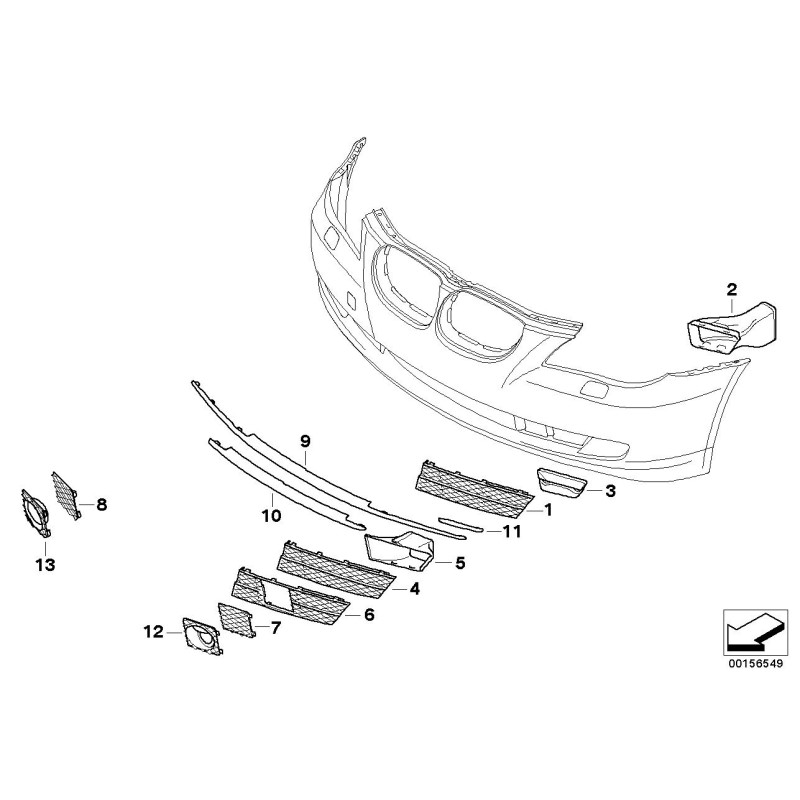 Pièce d'origine BMW 51117178104 - Grille de calandre de pare-chocs avant LCI avec garniture ACC.