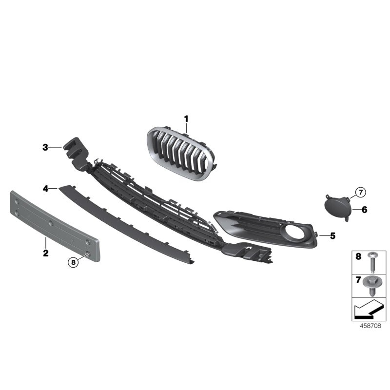 Grille centrale inférieure du pare-chocs avant LCI - Pièce d'origine BMW 51117371737 Grille centrale inférieure du pare-chocs avant LCI - Pièce d'origine BMW 51117371737