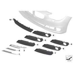 Bandeau inférieur de calandre de pare-chocs avant LCI gauche - Pièce d'origine BMW 51117331673