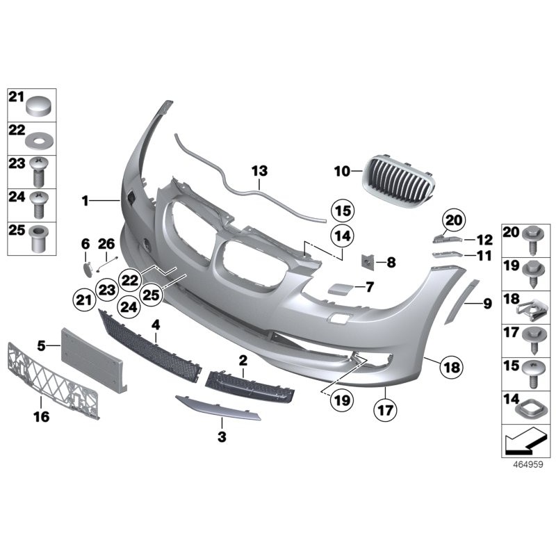 Ensemble de grilles inférieures de pare-chocs avant LCI - Pièce d'origine BMW 7227889