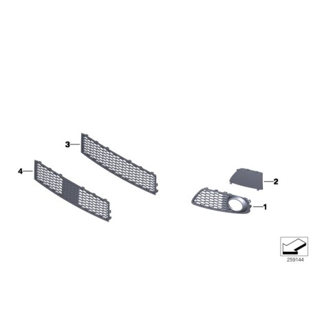 Pièce automobile d'origine - Pare-chocs avant M Sport LCI avec grille gauche N/S sans brouillard - BMW 51118057331