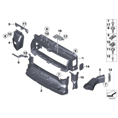 LCI Conduit d'air inférieur de radiateur avant - Pièce d'origine BMW 51747383771