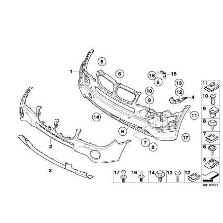 Pièce automobile d'origine LCI - Lèvre inférieure du pare-chocs avant - Pièce d'origine BMW 51113423786