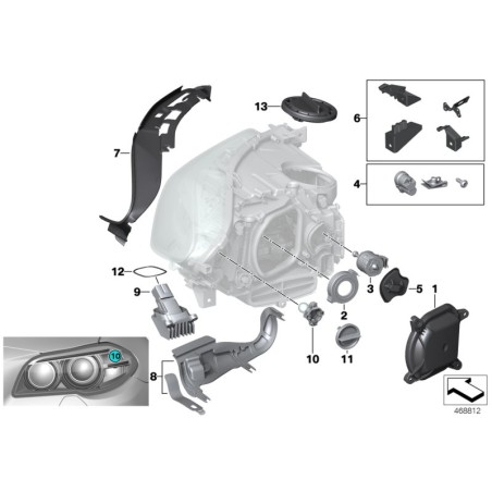 Kit de réparation de phare LCI côté droit - Pièce d'origine BMW 63117343918