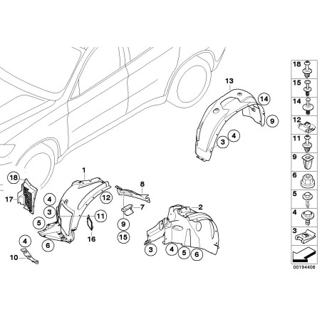 LCI Couvercle d'arche de roue gauche N/S - Pièce d'origine BMW 51717169417