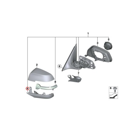 Boîtier de rétroviseur LCI gauche N/S - Pièce d'origine BMW 51167308647