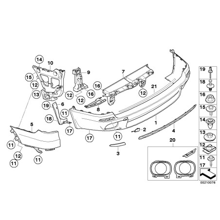 Bumper arrière droit LCI M avec réflecteur côté passager - Pièce d'origine BMW 63217158950