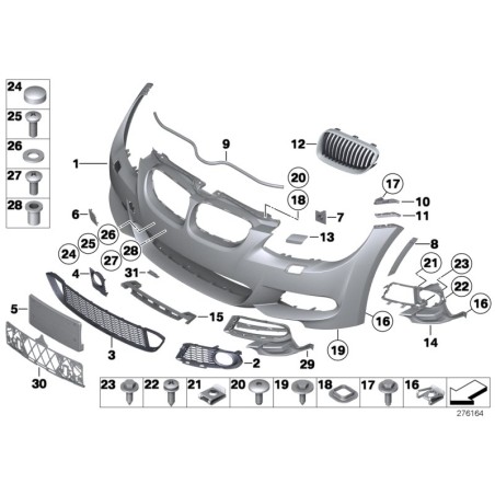 Grille centrale de pare-chocs avant LCI M Sport - Pièce d'origine BMW 51118047402