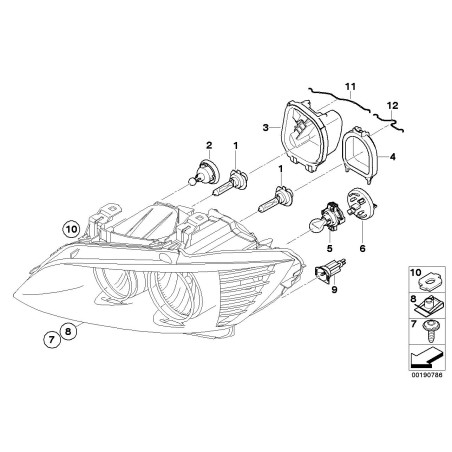 Pièce automobile d'origine neuve LCI - Couvercle de phare ZKW pour feu de route droit - Pièce d'origine BMW 63127238827