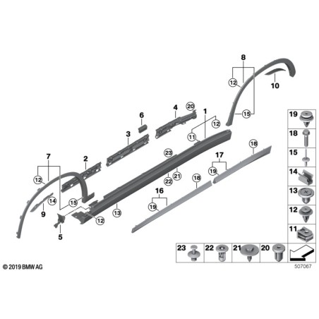 LCI Non LCI Moulure de seuil gauche apprêtée - Pièce d'origine BMW 51778067687