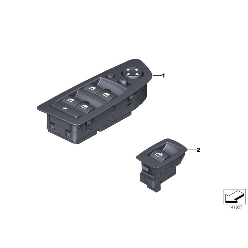 Interrupteur de vitre électrique gris LCI assemblage LHD - Pièce d'origine BMW 61319217366