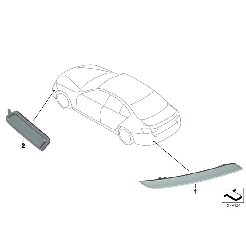 Réflecteur arrière gauche N/S du pare-chocs LCI - Pièce d'origine BMW 63147400207