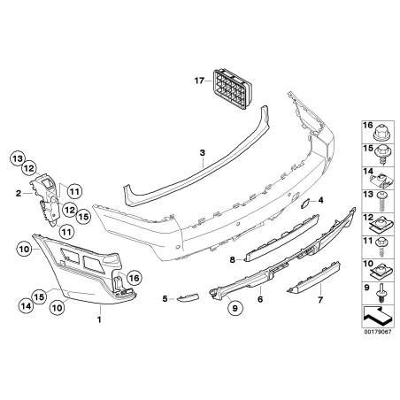 Réflecteur arrière gauche LCI pour pare-chocs - Pièce d'origine BMW 63147162217