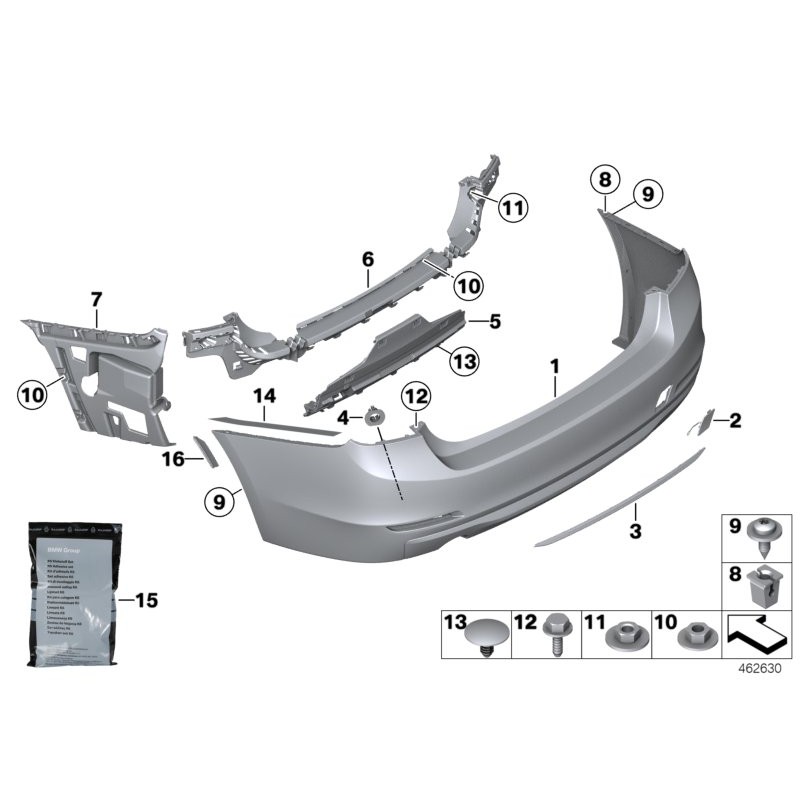 Supports de montage de pare-chocs arrière LCI - Ensemble de paires - Pièce d'origine BMW 51127384465/51127384466 Supports de montage de pare-chocs arrière LCI - Ensemble de paires - Pièce d'origine BMW 51127384465/51127384466