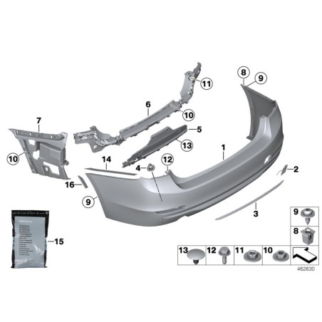 Supports de montage de pare-chocs arrière LCI - Ensemble de paires - Pièce d'origine BMW 51127384465/51127384466