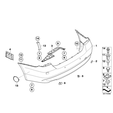 Supports de capteurs de stationnement PDC arrière de pare-chocs LCI - Pièce d'origine BMW 51127213858