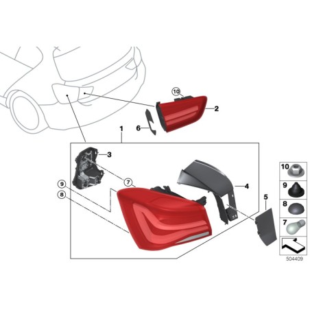Kit de feux arrière à LED de ligne noire LCI - Pièce d'origine BMW 63217456501