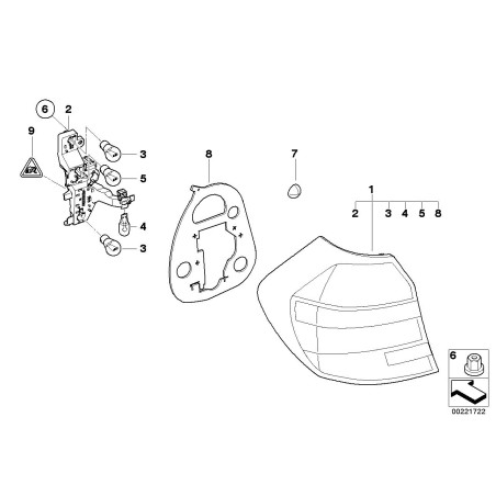 Prise d'ampoule arrière LCI gauche - Pièce d'origine BMW 63217164963