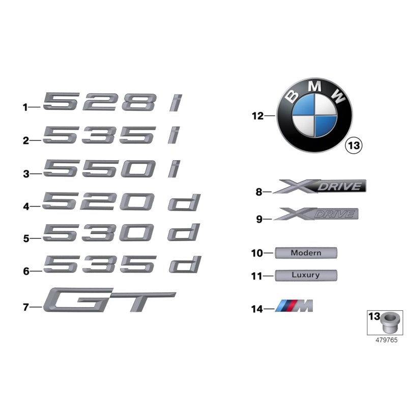 Insigne de logo de coffre arrière LCI avec base - Pièce d'origine BMW 51147336450 Insigne de logo de coffre arrière LCI avec base - Pièce d'origine BMW 51147336450