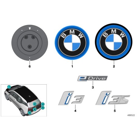 Étiquette de logo de lettrage de coffre arrière LCI i3s - Pièce d'origine BMW 51147487884