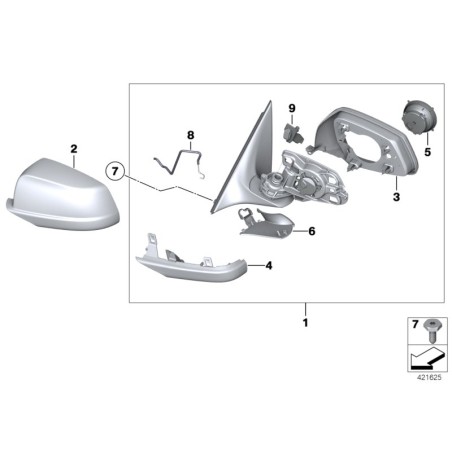 Anneau de support de rétroviseur latéral LCI gauche N/S - Pièce d'origine BMW 51167266033