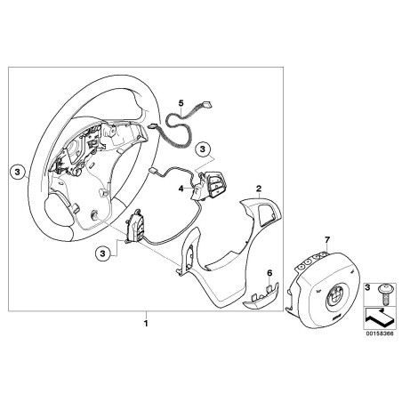 Revêtement de garniture de volant sport LCI en cuir noir - Pièce d'origine BMW 32303421932