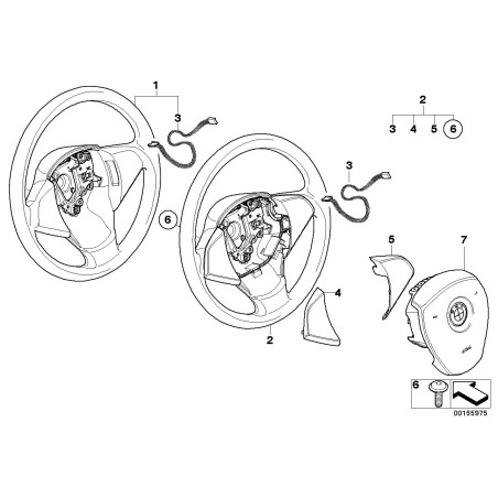 Garniture de couverture de volant LCI sans multifonction en noir - Paire - Pièce d'origine BMW 32303455487/32303455488