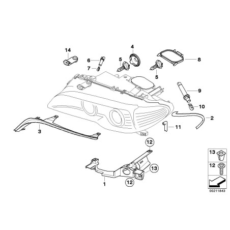 Bande de couverture supérieure de phare droit LCI - Pièce d'origine BMW 63126934752