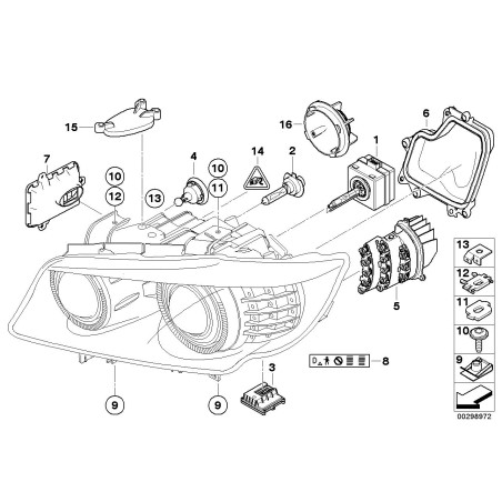 Cache de capuchon de lampe de phare au xénon LCI - Pièce d'origine BMW 63127716862