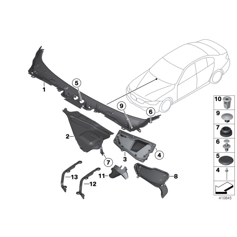 Grille de feuille gauche - Pièce d'origine BMW 51717402081