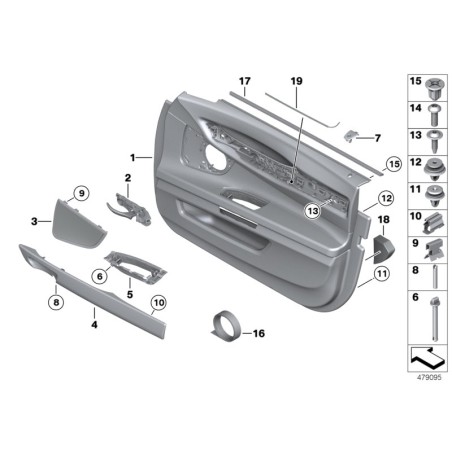 Panneau de porte en cuir avant gauche noir - Pièce d'origine BMW 51419160801