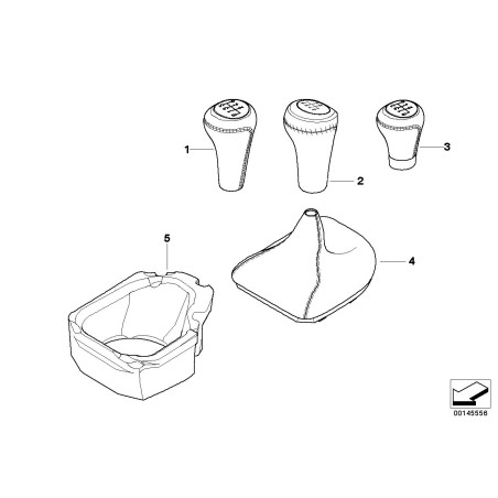 Housse de levier de vitesses manuel en cuir noir RHD - Pièce d'origine BMW 25117552512