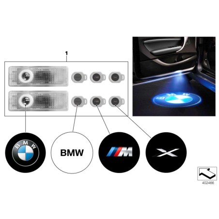 Projecteurs de porte LED 68mm - Pièce d'origine BMW 63312289654