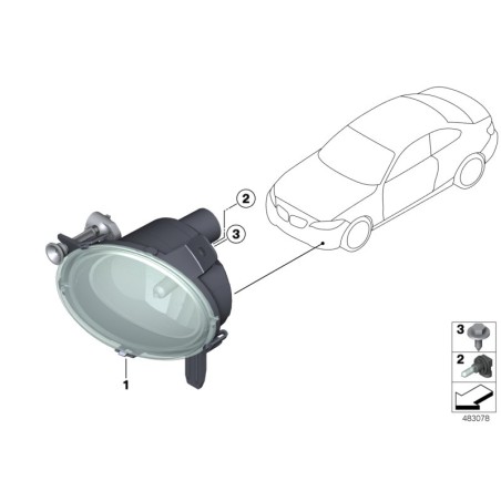 Assemblage de feu antibrouillard à LED gauche - Pièce d'origine BMW 63177315559