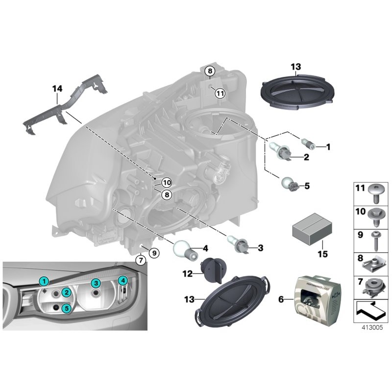 Cache de poussière de capuchon d'ampoule de phare à LED - Pièce d'origine BMW 63117311241