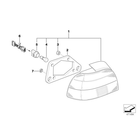 Adaptateur de feu arrière à LED gauche N/S - Pièce d'origine BMW 63120025517