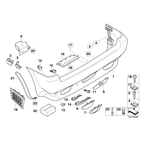 Cache-trou d'échappement du pare-chocs gauche - Pièce d'origine BMW 51128244439