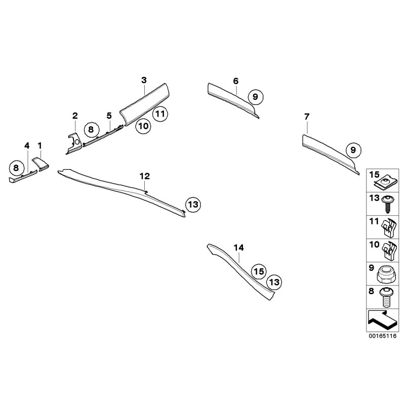 Garniture de console centrale gauche en aluminium - Pièce d'origine BMW 51166969541