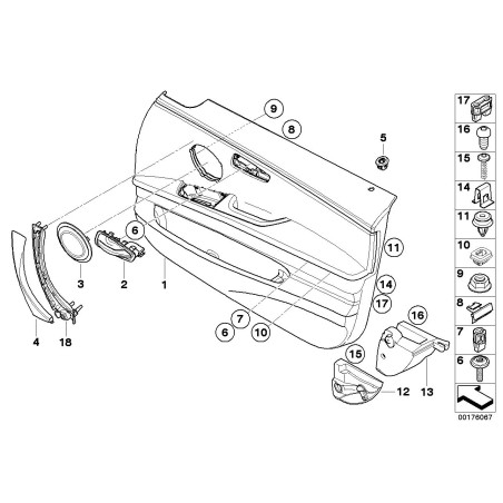 Poignée intérieure de porte gauche grise - Pièce d'origine BMW 51417230851