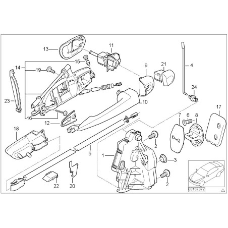 Garniture de poignée de porte gauche noire - Pièce d'origine BMW 51218253455