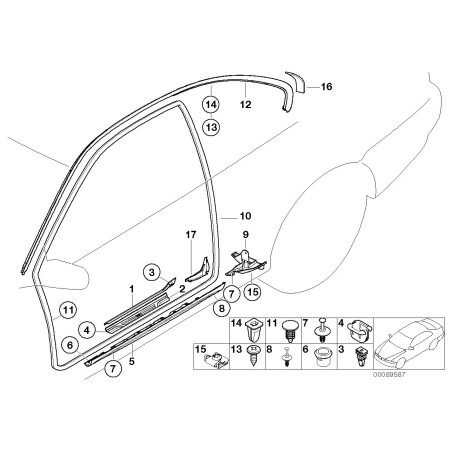 Garniture de joint de porte gauche beige - Pièce d'origine BMW 51717161689