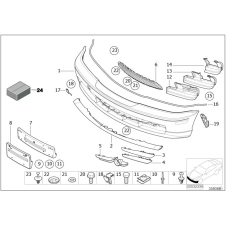 Garniture de phare antibrouillard gauche noire - Pièce d'origine BMW 51118204357