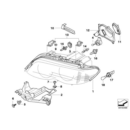 Support de fixation de phare gauche - Pièce d'origine BMW 63126927797