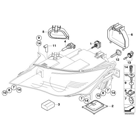 Cache de poussière du couvercle de l'ampoule du phare gauche - Pièce d'origine BMW 63126943481