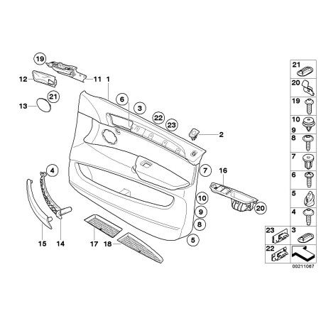 Poignée d'ouverture de garniture de porte gauche N/S beige - Pièce d'origine BMW 51416969403