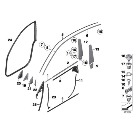 Cache du tweeter du haut-parleur de porte avant gauche - Pièce d'origine BMW 51337197859