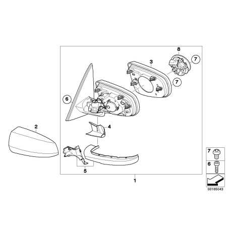 Capuchon de couverture de rétroviseur gauche - Pièce d'origine BMW 51167180725