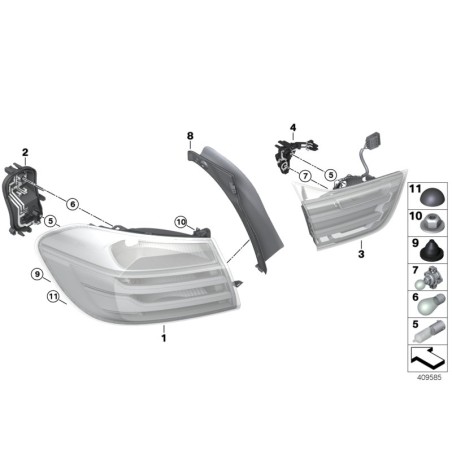 Aile arrière gauche avec feu arrière à LED - Pièce d'origine BMW 63217296097