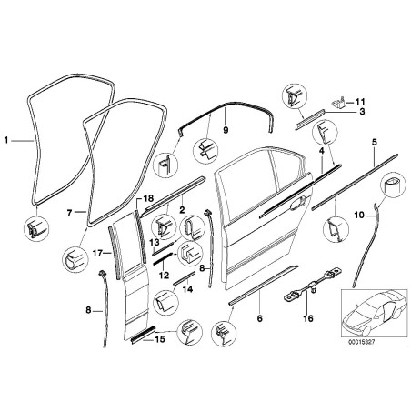 Joint d'étanchéité de porte arrière gauche - Pièce d'origine BMW 51220402747