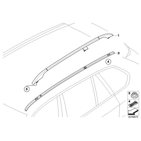 Barre de toit gauche noire - Pièce d'origine BMW 51137158529